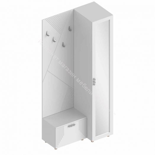 Пенал 1-ств с зеркалом и полками "Сандра" Белый лофт