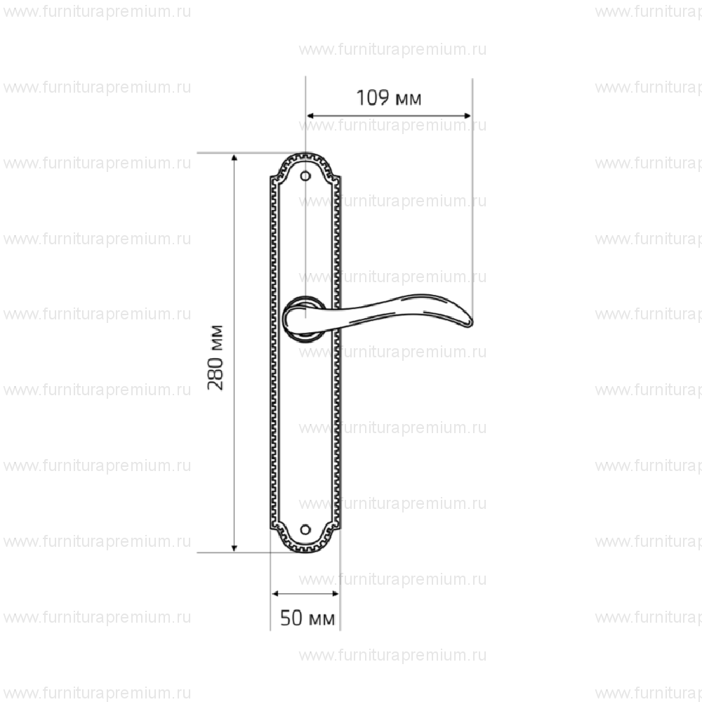 Черная ручка на планке Extreza Agata 310 CYL PL03 Black