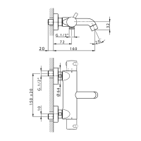 Смеситель для ванны Cisal Less Minimal LNT23016/LND23016 схема 2