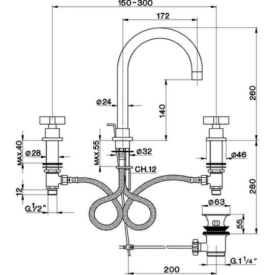 Смеситель для раковины Cisal Barcelona BA001060 схема 2