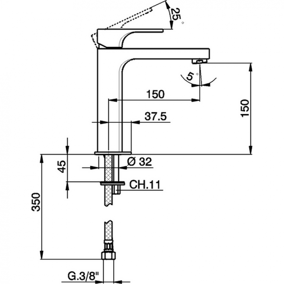 Смеситель для раковины Cisal Cubic CU001501