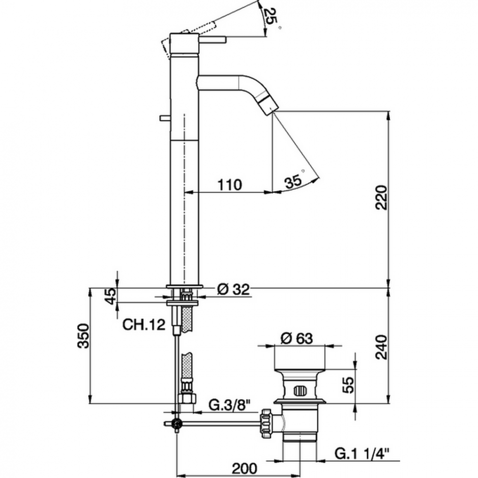 Смеситель для раковины Cisal Less Minimal LM000520/LM001520 ФОТО