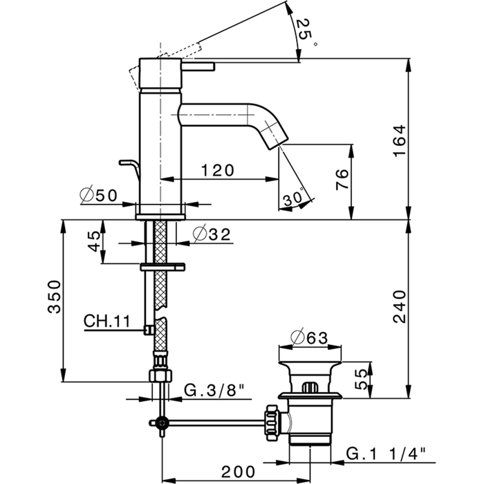 Смеситель для раковины Cisal Nuova Less LN000510/LN000540 ФОТО