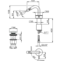 Смеситель для раковины Cisal Slim SM001550/SM001560 схема 2