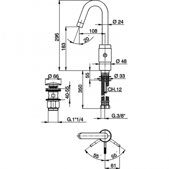 Смеситель для раковины Cisal Step ST000510 схема 2