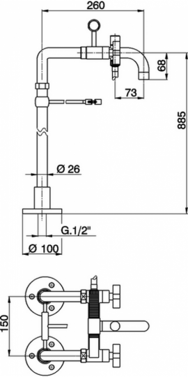 Смеситель для ванны Cisal Barcelona BA004200 схема 2