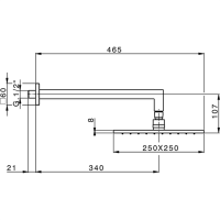 Верхний душ Cisal Shower 250х250 мм с настенным держателем L340 мм схема 2
