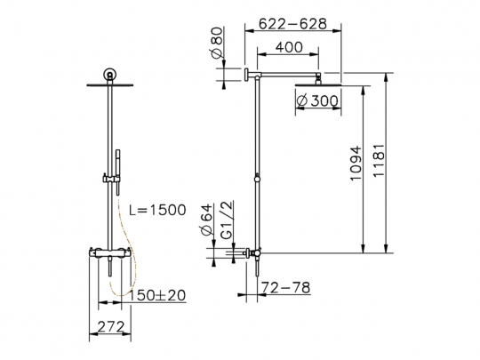 Душевая колонна Cisal Nuova Less LNC7801N схема 3