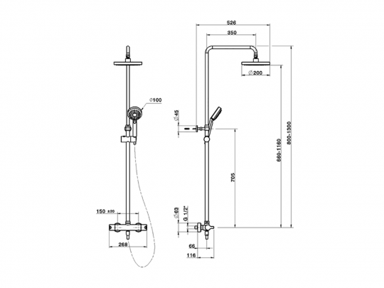 Душевая колонна Cisal Colonne Doccia SCC82090 схема 2