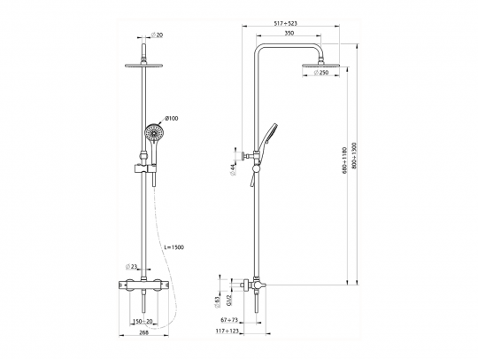 Душевая стойка Cisal Colonne Doccia SCC820A0 схема 2