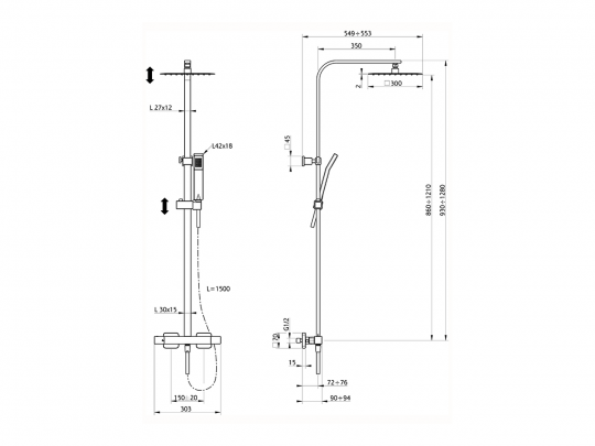 Душевая стойка Cisal Colonne Doccia QTC8614H схема 2