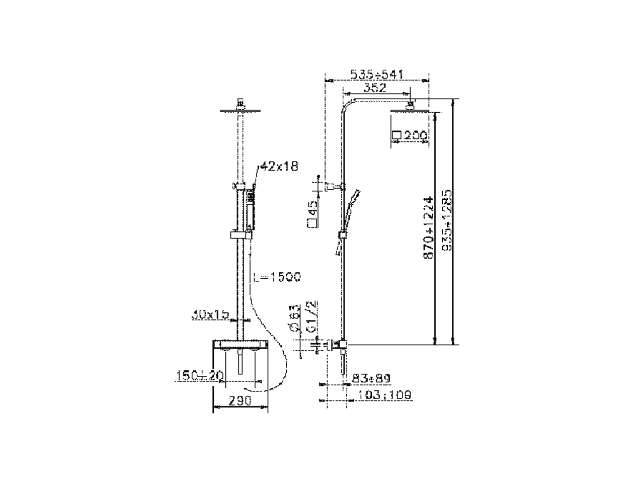 Душевая колонна Cisal Colonne Doccia RRC86020 схема 2