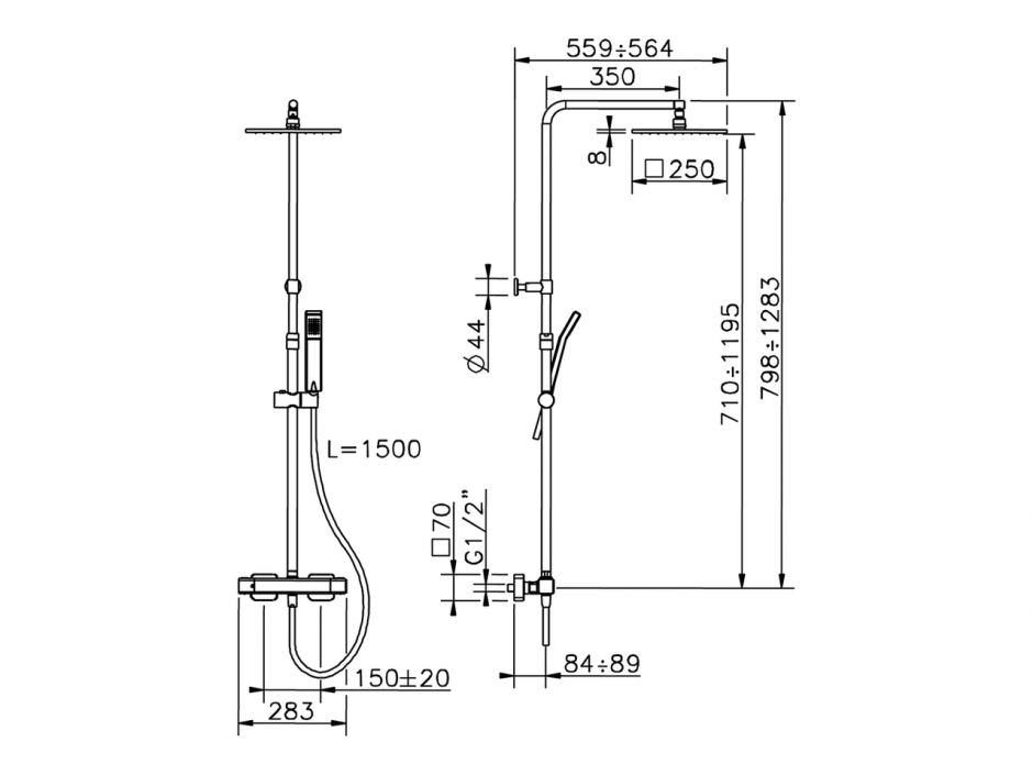 Душевая стойка Cisal Cubic CUC8401C ФОТО