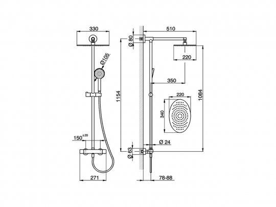 Душевая система Cisal Colonne Doccia RCC78010 схема 2