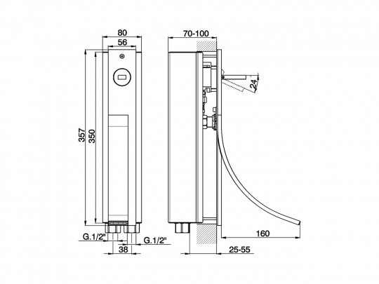 Смеситель для раковины Cisal Wave WA003511 схема 2