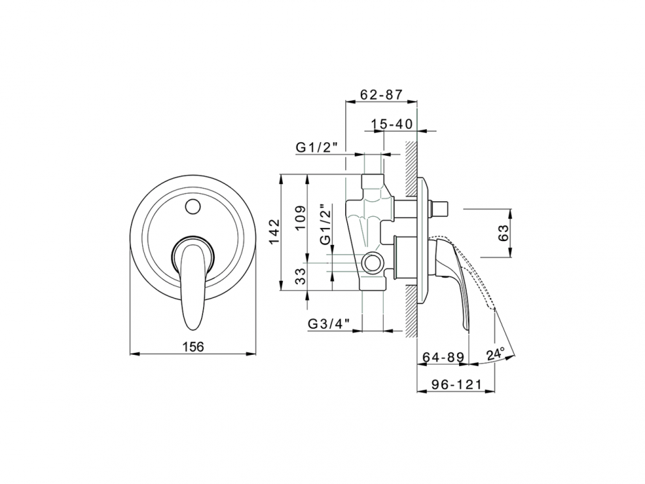 Смеситель для ванны и душа Cisal Flash FL000210 ФОТО