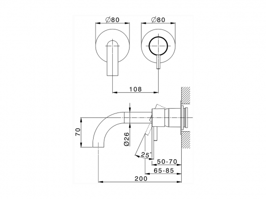 Смеситель для раковины Cisal Nuova Less LN00551D/LN00551E/LN00551F схема 2