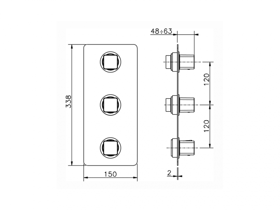 Смеситель для ванны и душа Cisal Cubic CU01V200 ФОТО