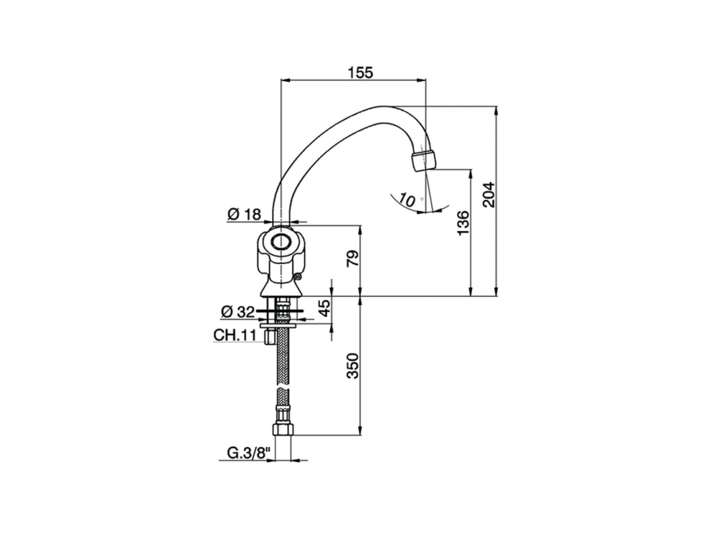 Смеситель для раковины Cisal Tr TR000521 схема 2