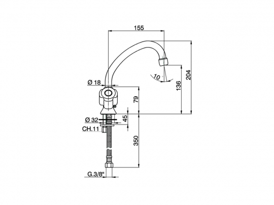 Смеситель для раковины Cisal Tr TR000521 схема 2