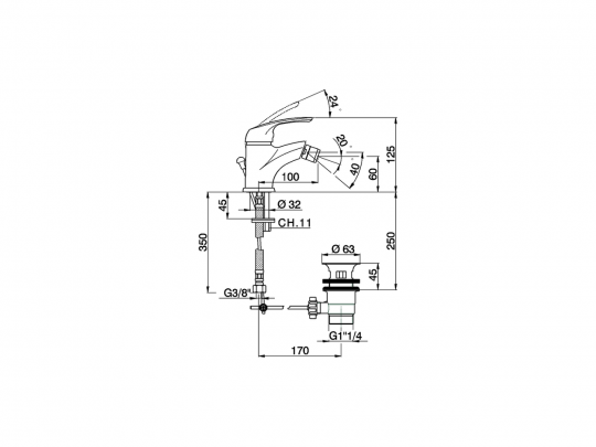 Смеситель для биде Cisal Flash FL000552 схема 2