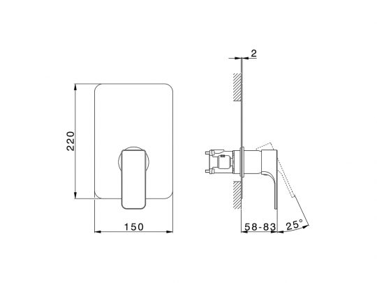 Смеситель для душа Cisal Cubic CU0BM010 схема 2