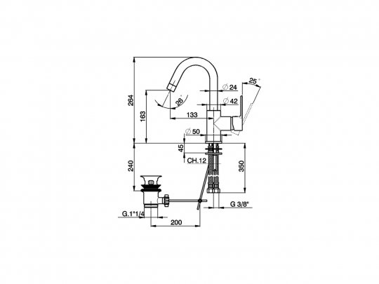 Смеситель для раковины Cisal Tender Energy Save C2000475 схема 2