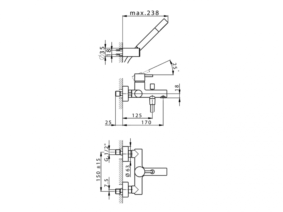 Смеситель для ванны Cisal Less Minimal LM000130/LM000121 ФОТО