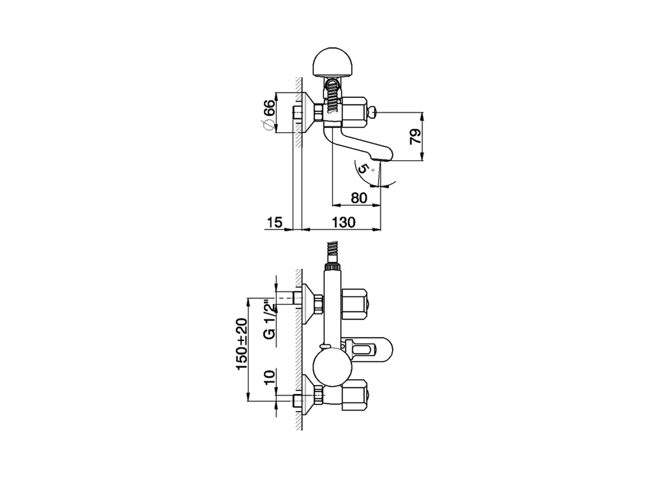 Смеситель для ванны Cisal Tr TR000130/TR000102 схема 4