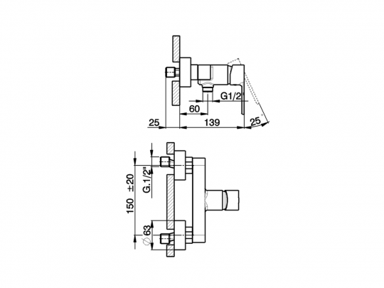 Смеситель для душа Cisal Tender C2000443/C2000453 схема 2