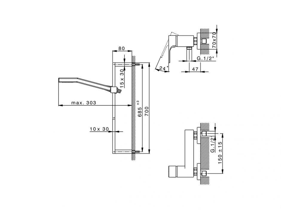 Смеситель для душа Cisal Cubic CU000442/CU000462 ФОТО