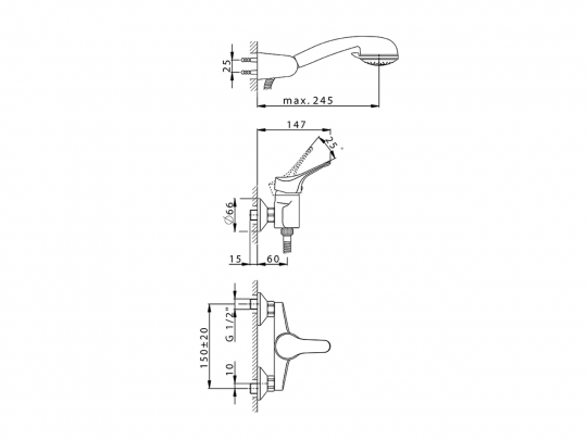 Смеситель для душа Cisal Mito 3 M3000440/M3000450 схема 4