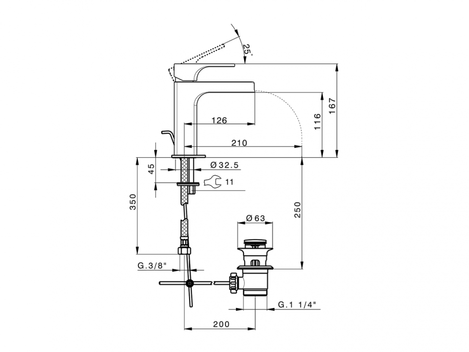 Смеситель для раковины Cisal Cubic CU00C494/CU00C504 ФОТО