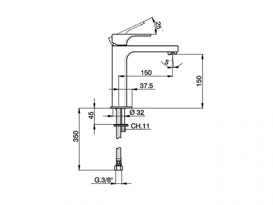 Смеситель для раковины Cisal Cubic Energy Save CU001505 ФОТО