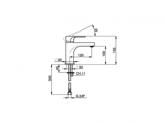 Смеситель для раковины Cisal Alma A3000490/A3000500 схема 4