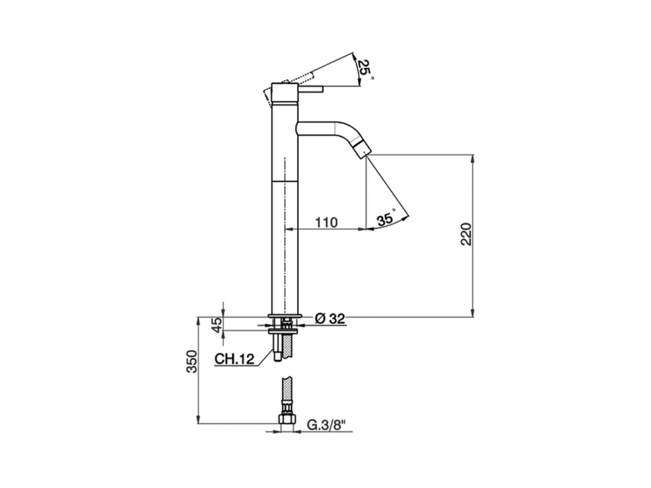 Смеситель для раковины Cisal Less Minimal LM002540/LM003540 ФОТО