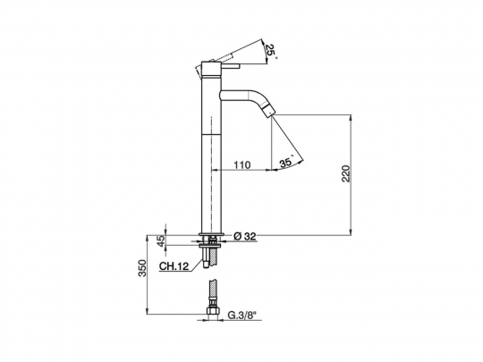 Смеситель для раковины Cisal Less Minimal LM002540/LM003540 схема 2