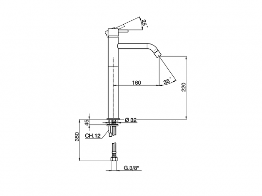 Смеситель для раковины Cisal Less Minimal LM002540/LM003540 схема 4