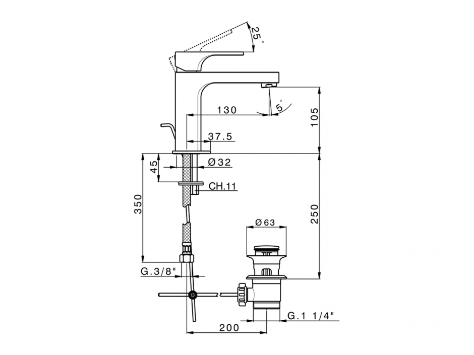 Смеситель для раковины Cisal Cubic CU000490/CU000500 ФОТО