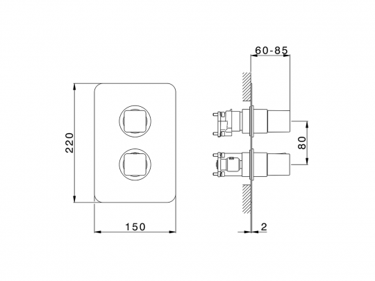 Смеситель для ванны и душа Cisal Cubic CU0BT030 схема 2