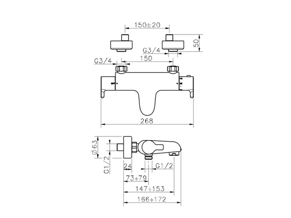 Смеситель для ванны Cisal Tender C2T21010/C2D21010 ФОТО