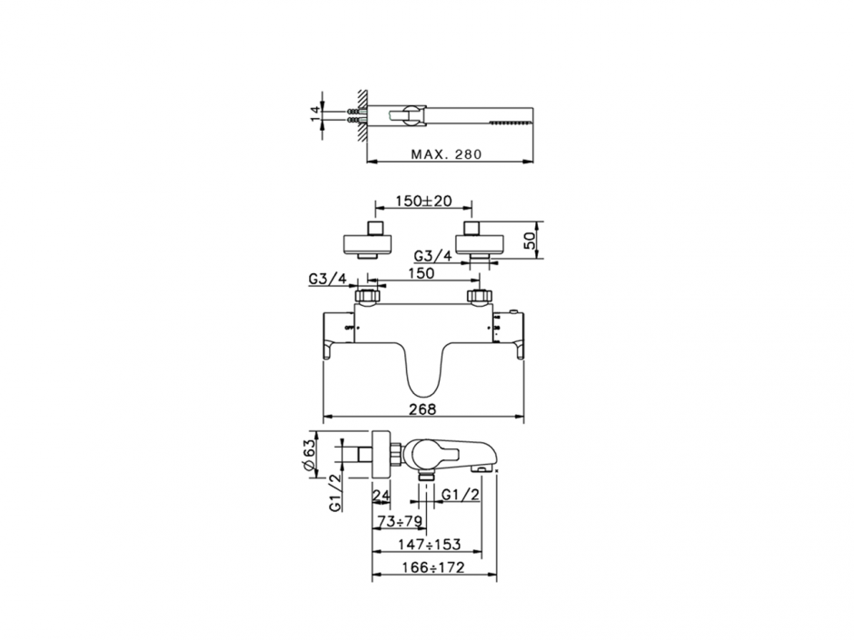 Смеситель для ванны Cisal Tender C2T21010/C2D21010 ФОТО