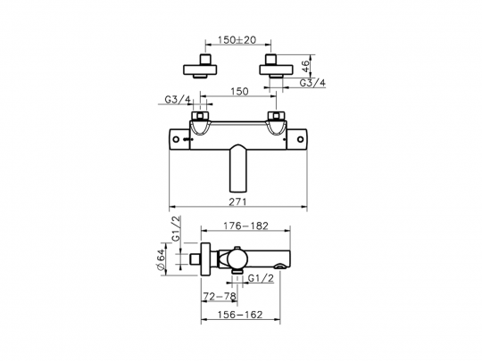 Смеситель для ванны Cisal Slim SMT23010/SMD23010 схема 2