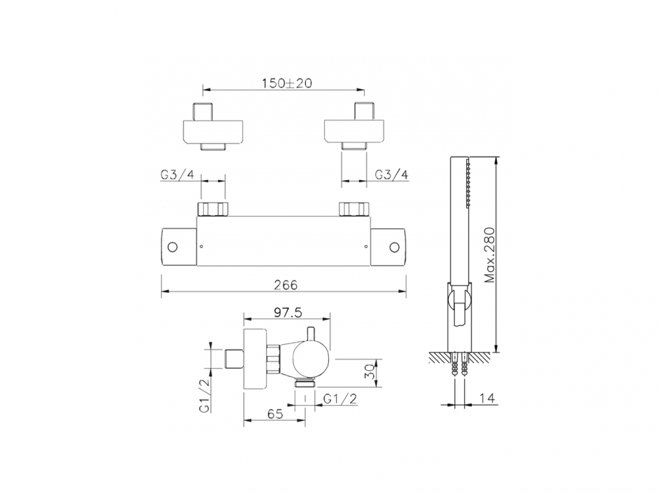 Смеситель для душа Cisal Nuova City CVT01010/CVD01010 ФОТО