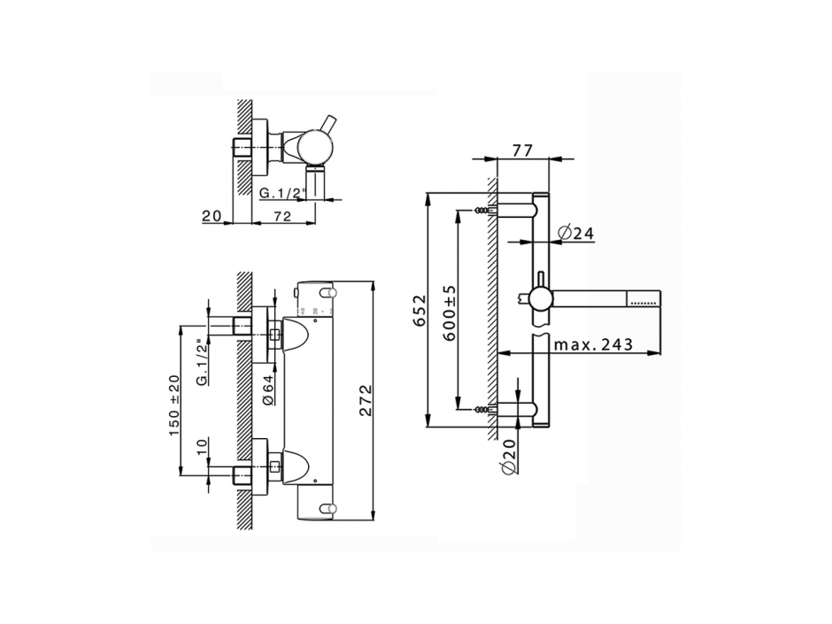 Смеситель для душа Cisal Nuova Less LNT01010/LNS01010 ФОТО