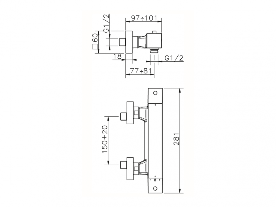 Смеситель для душа Cisal Wave WET01010/WES01010 ФОТО