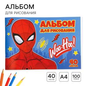 Альбом для рисования А4, 40 листов 100 г/м?, на скрепке, Человек-паук