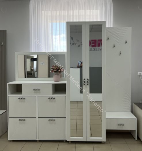 Шкаф 2-ств. с 2-мя отделениями с зеркалом "Сандра" Белый лофт