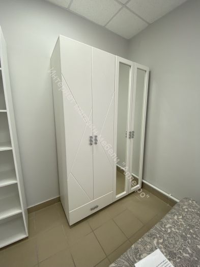 Шкаф 2-ств. с 2-мя отделениями с зеркалом "Сандра" Белый лофт