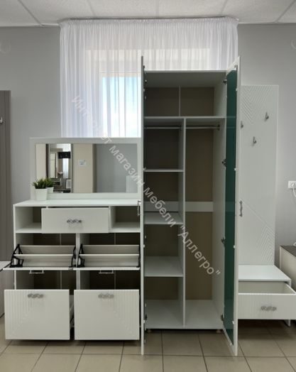 Шкаф 2-ств. с 2-мя отделениями с зеркалом "Сандра" Белый лофт